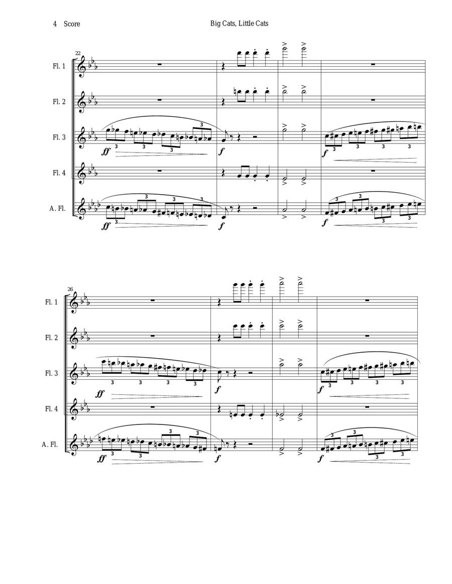 Big Cats, Little Cats - Cat Music for Five Flutes Woodwind Quintet scores gallery preview page 4