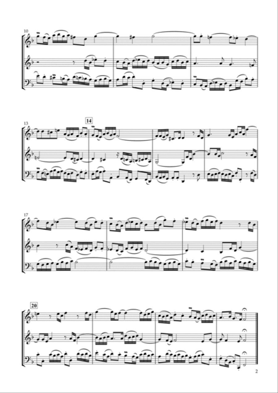 Sinfonia No.8 BWV.794 for Two Violins & Violoncello String Duet scores gallery preview page 2