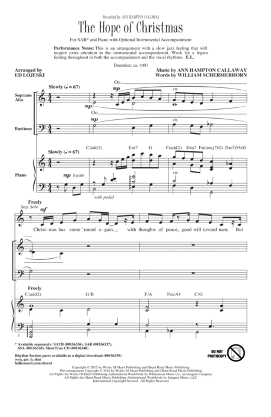 The Hope Of Christmas The Hope Of Christmas 3-Part scores gallery preview page 1