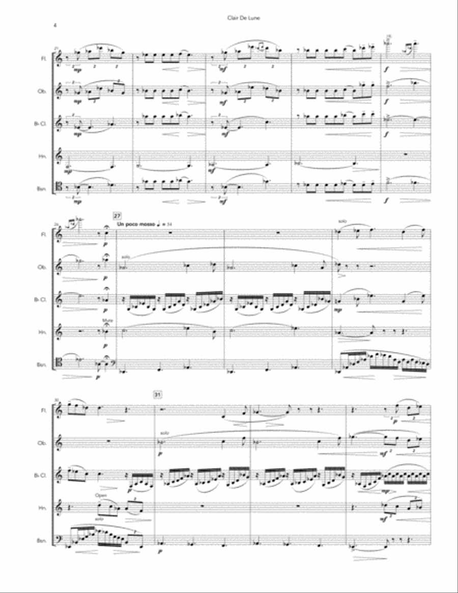 Clair de Lune for Woodwind Quintet Woodwind Quintet scores gallery preview page 4