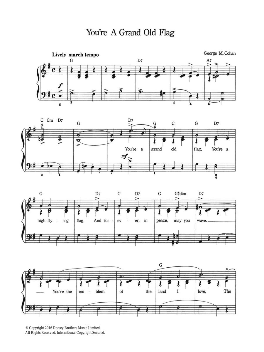 You're A Grand Old Flag Piano, Vocal scores gallery preview page 1