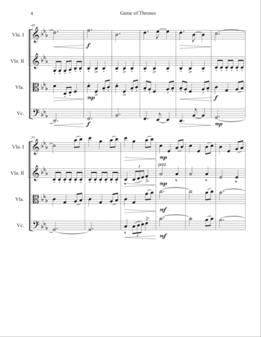Game Of Thrones String Quartet scores gallery preview page 4