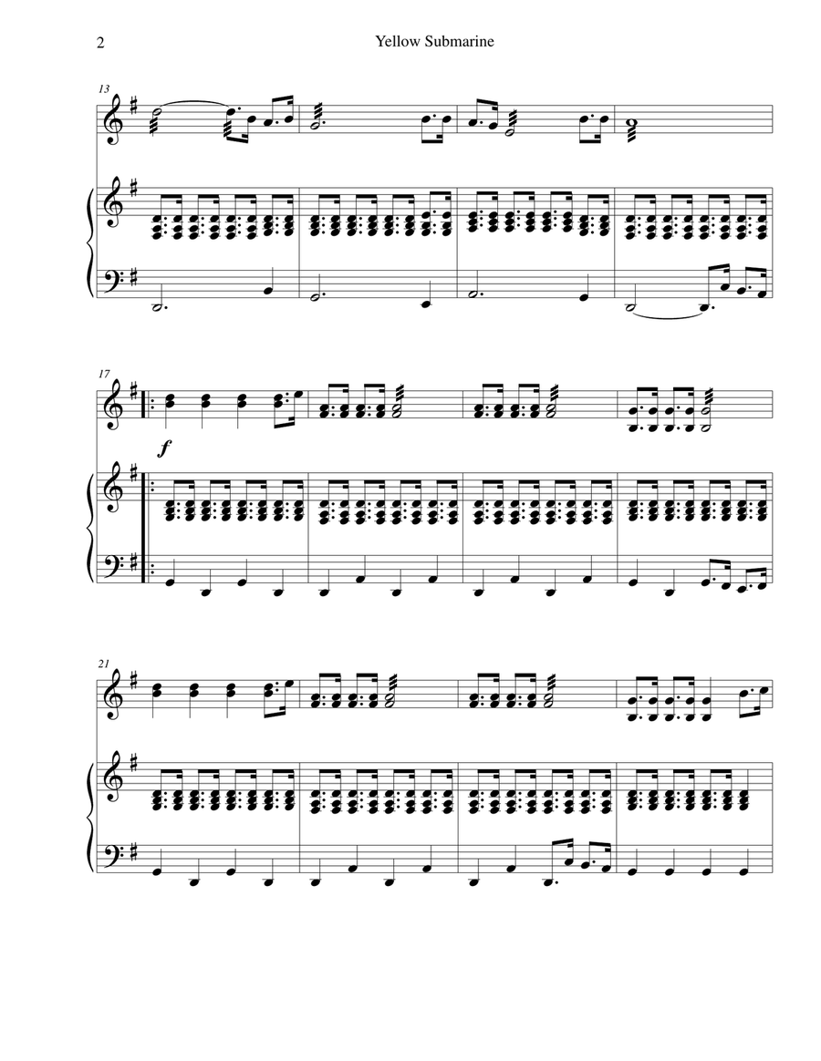 Yellow Submarine Piano scores gallery preview page 2