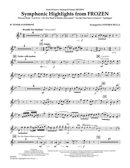 Symphonic Highlights from Frozen - Bb Tenor Saxophone