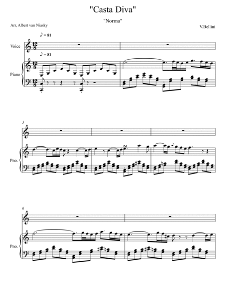 Casta Diva (Bellini)_C - major key (or relative minor key) Piano Solo scores gallery preview page 2