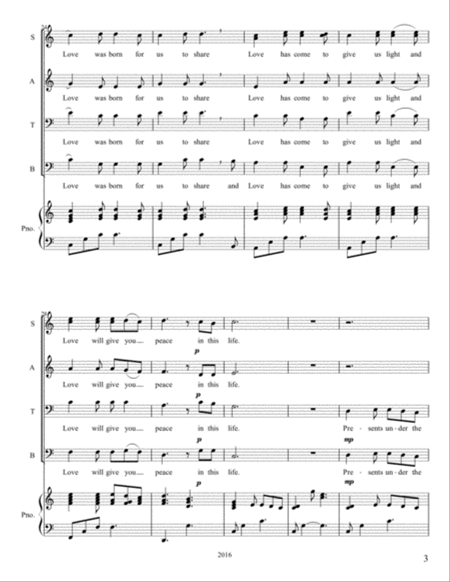 Love Was Born On Christmas (Christmas Memories) 4-Part scores gallery preview page 3