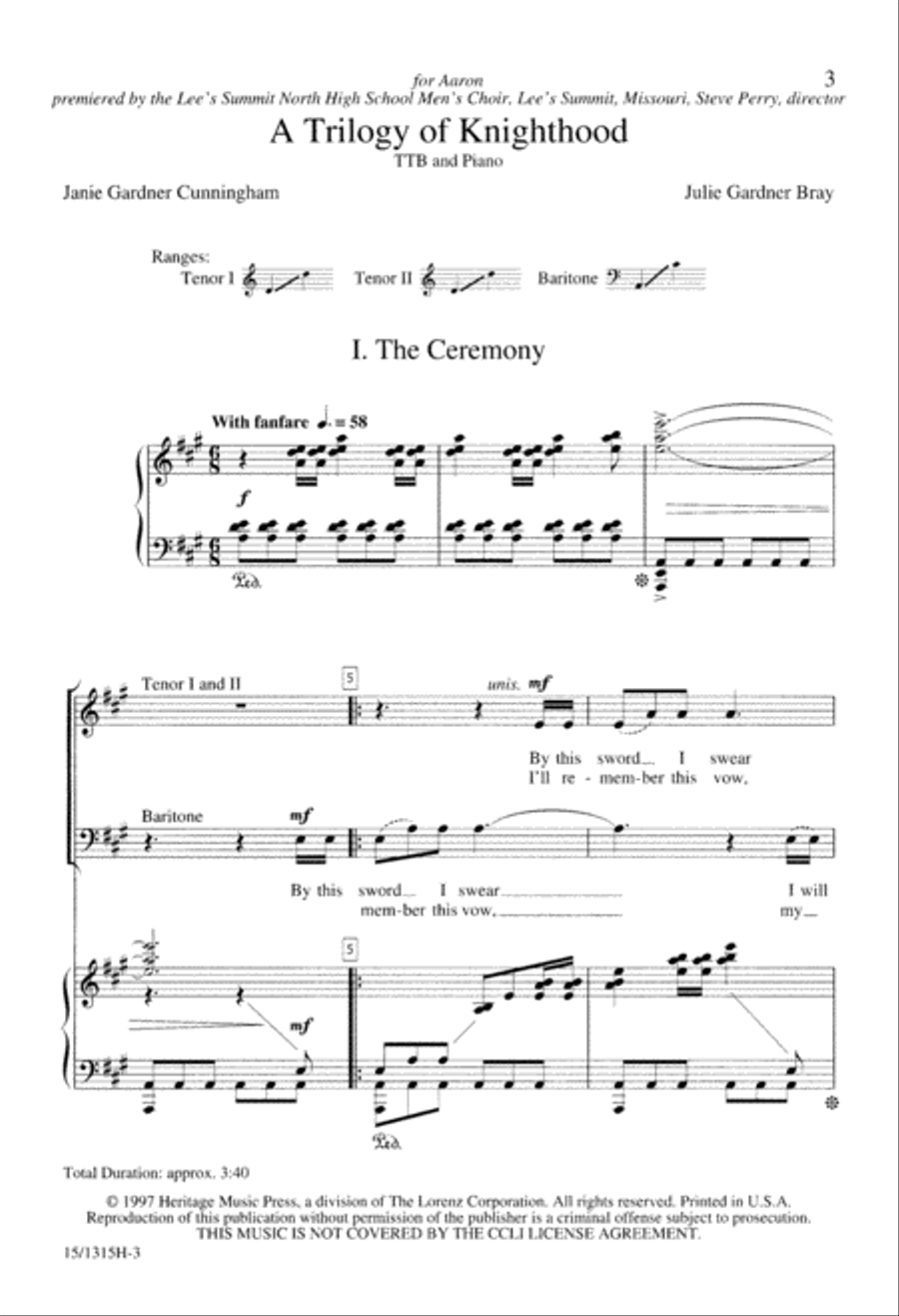 A Trilogy of Knighthood TTB scores gallery preview page 3