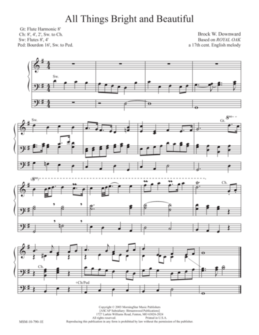 All Things Bright and Beautiful Organ scores gallery preview page 1