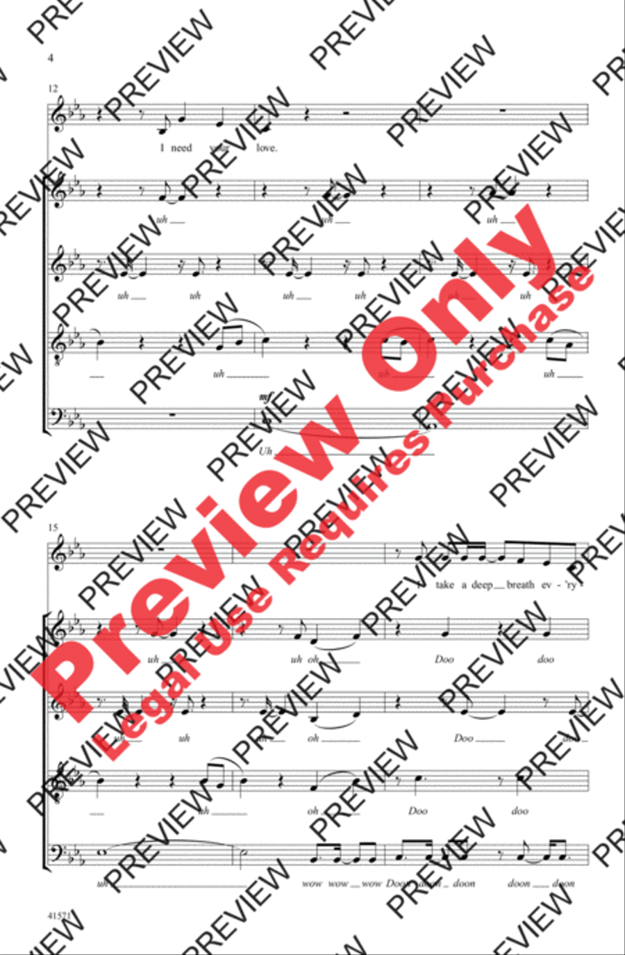 I Need Your Love 4-Part scores gallery preview page 4