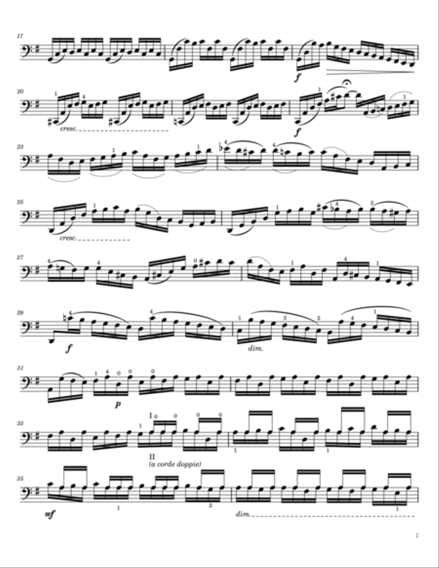 Bach Cello Suite No.1 in G major, BWV 1007 - Prelude - With Finger Number Cello Solo scores gallery preview page 2