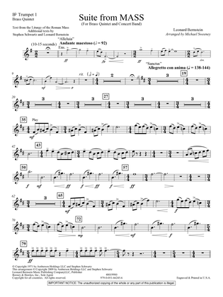 Book cover for Suite from Mass (arr. Michael Sweeney) - Bb Trumpet 1 (Brass Quintet)