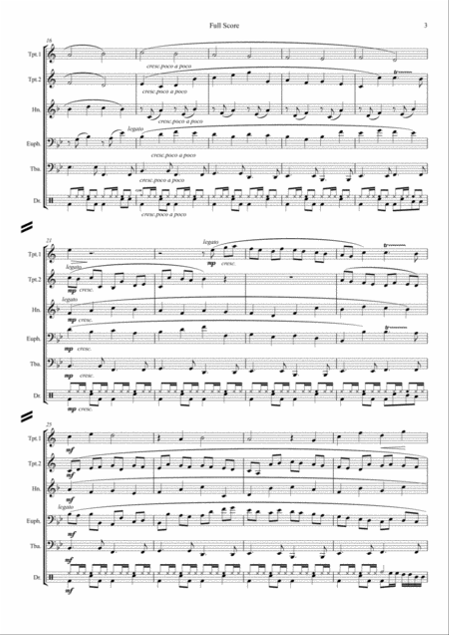 Brass Canon for Brass Quintet & Percussion Brass Ensemble scores gallery preview page 3