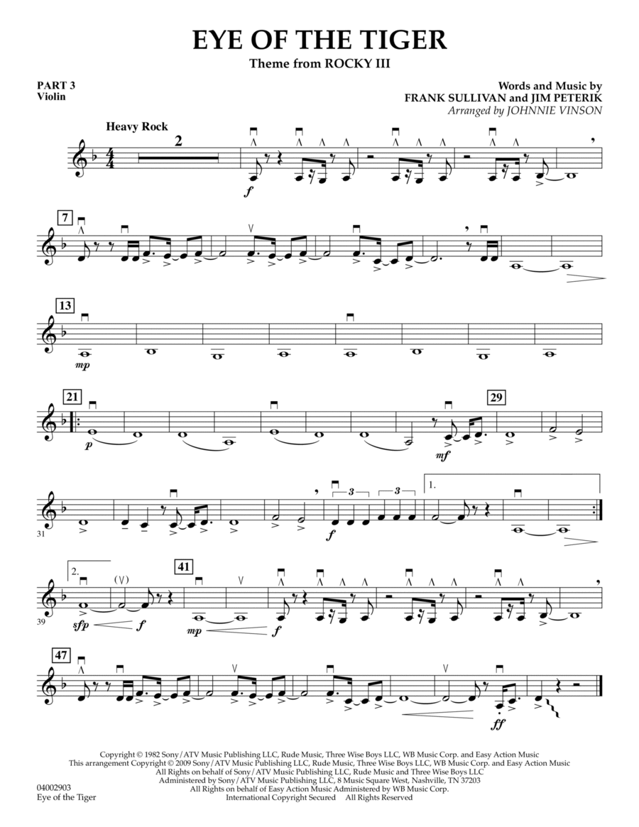 Eye Of The Tiger - Pt.3 - Violin Concert Band scores gallery preview page 1