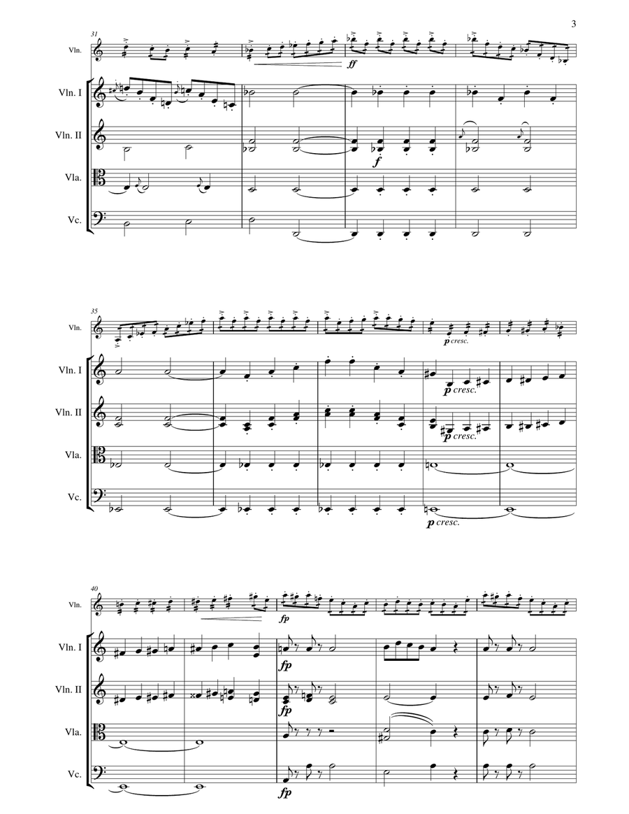 Jenkinson Elfentanz (Elves Dance ) for Solo Violin and String Orchestra/Quartet String Orchestra scores gallery preview page 3
