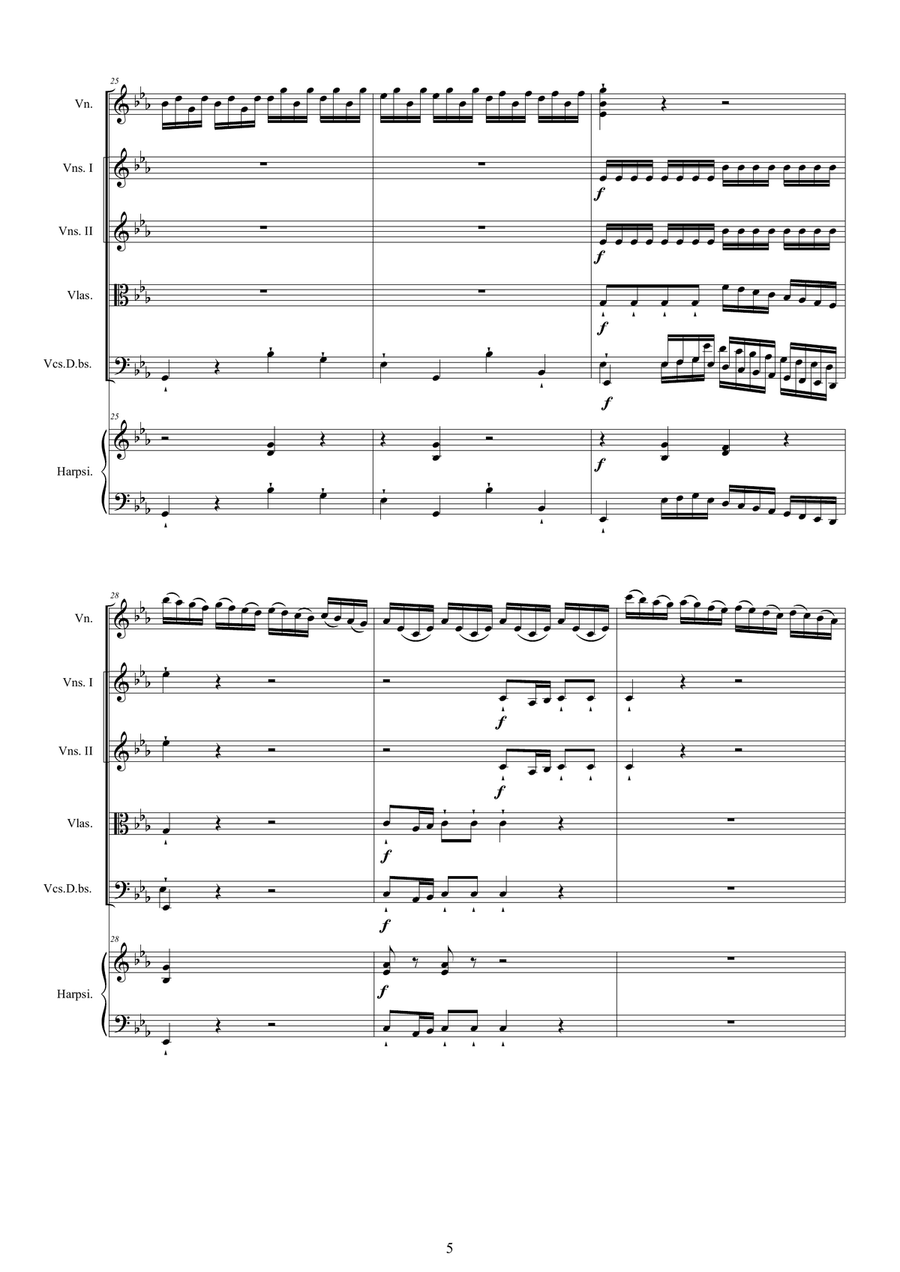 Vivaldi - Concerto No.5 in E flat - La tempesta di mare - RV 253 Op.8 for Violin, Strings and Contin Chamber Orchestra scores gallery preview page 5