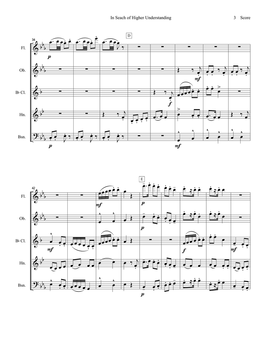 Mahler - In Search of Higher Understanding set for Wind Quintet Woodwind Quintet scores gallery preview page 3