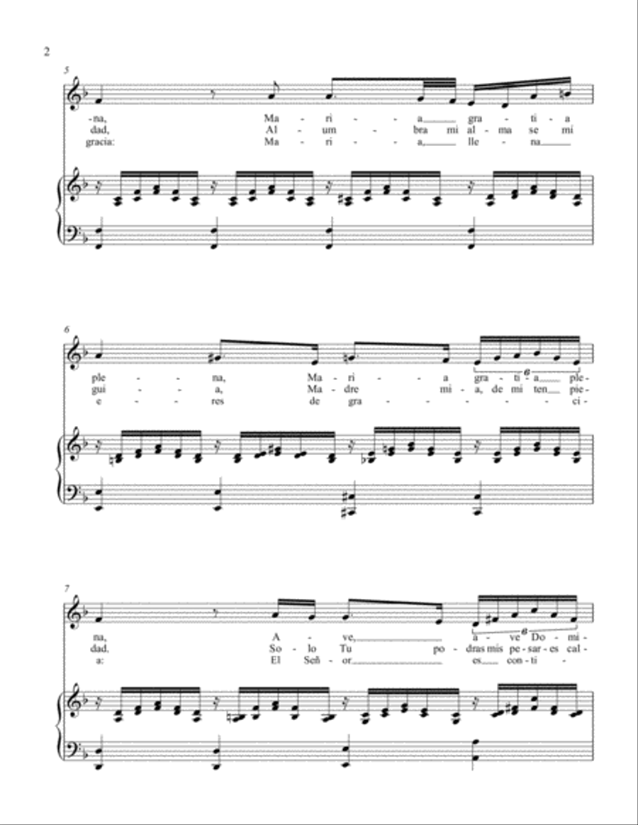 Ave Maria (Spanish texts) - Schubert, for low voice Low Voice scores gallery preview page 2