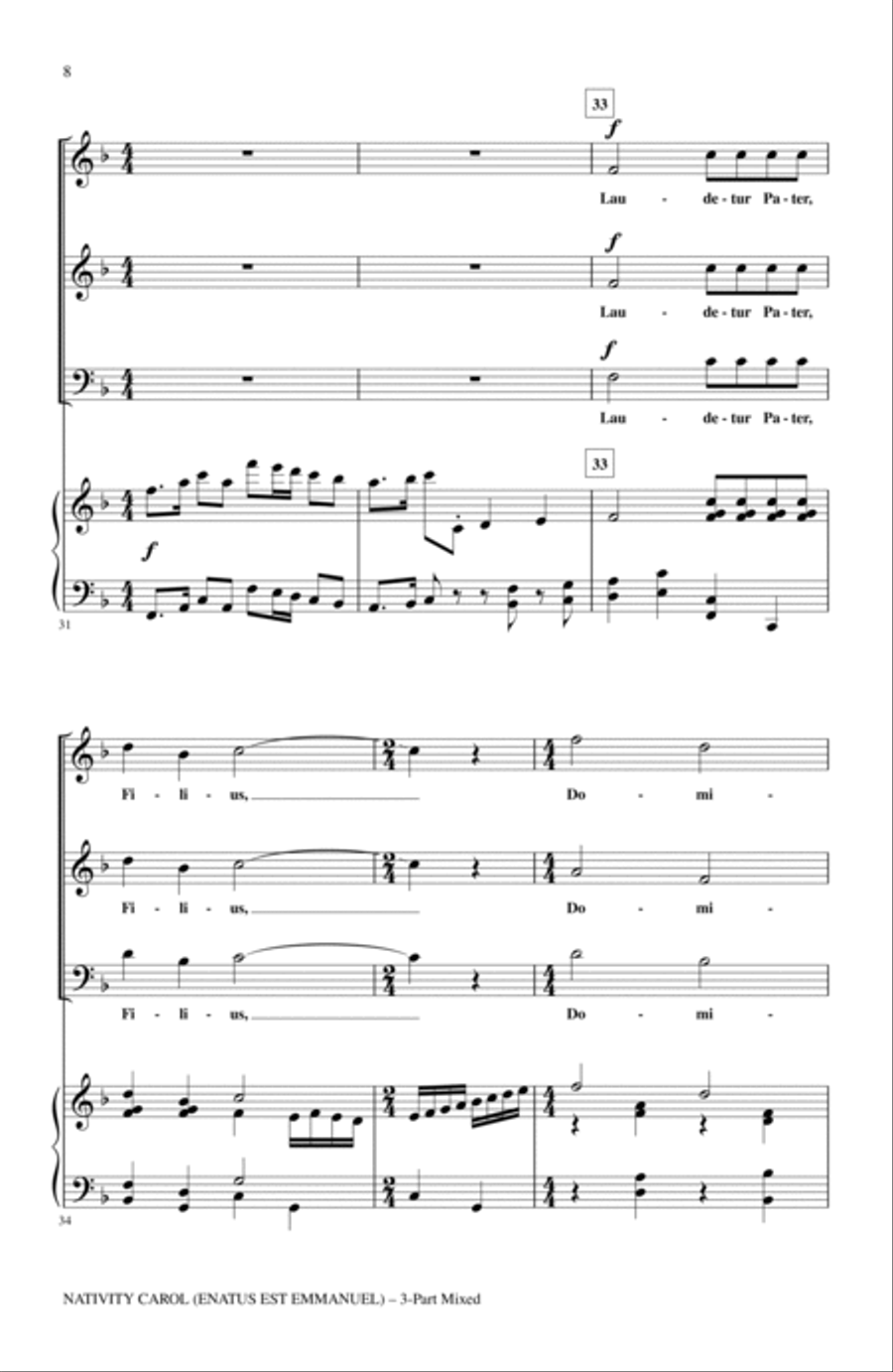 Nativity Carol (Enatus Est Emmanuel) 3-Part scores gallery preview page 6