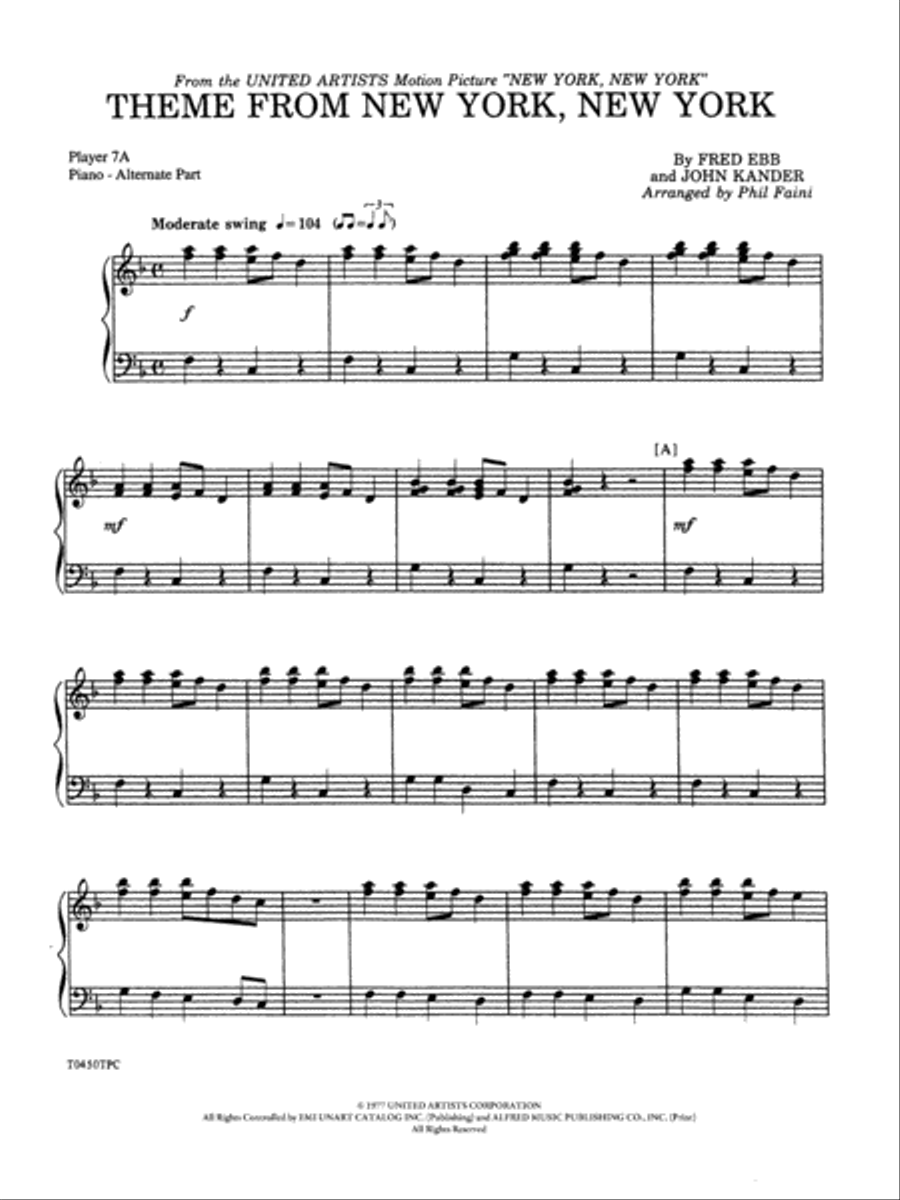 New York, New York, Theme from: KALT Percussion Ensemble scores gallery preview page 1