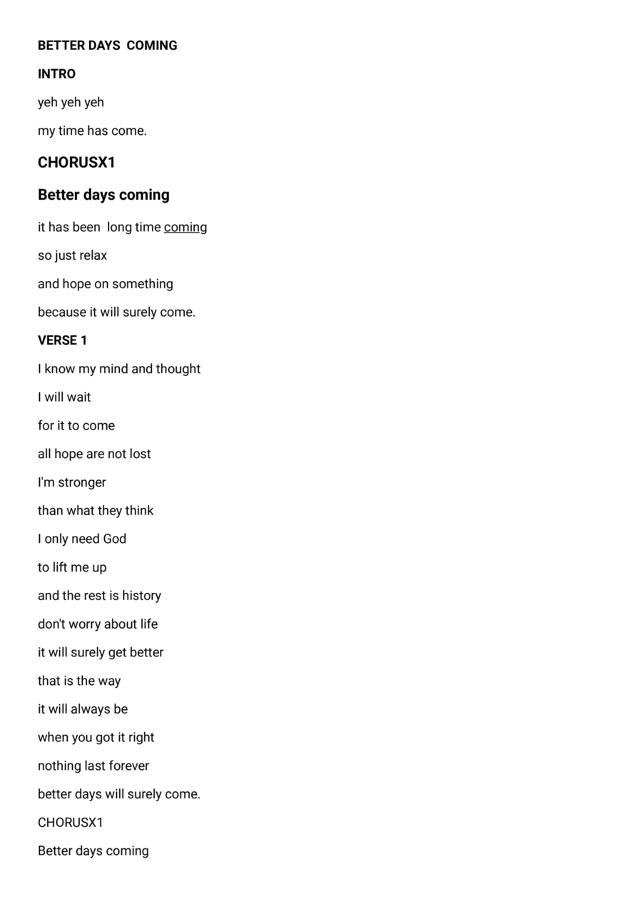 Better days coming Better days coming A Cappella scores gallery preview page 1