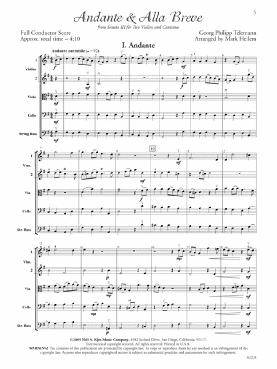 Andante & Alla Breve String Orchestra scores gallery preview page 2