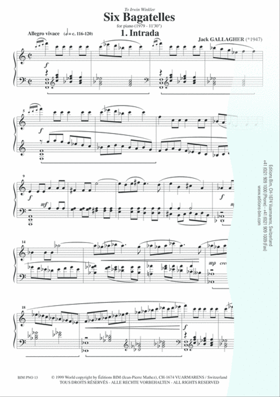 6 Bagatelles Piano Solo scores gallery preview page 2