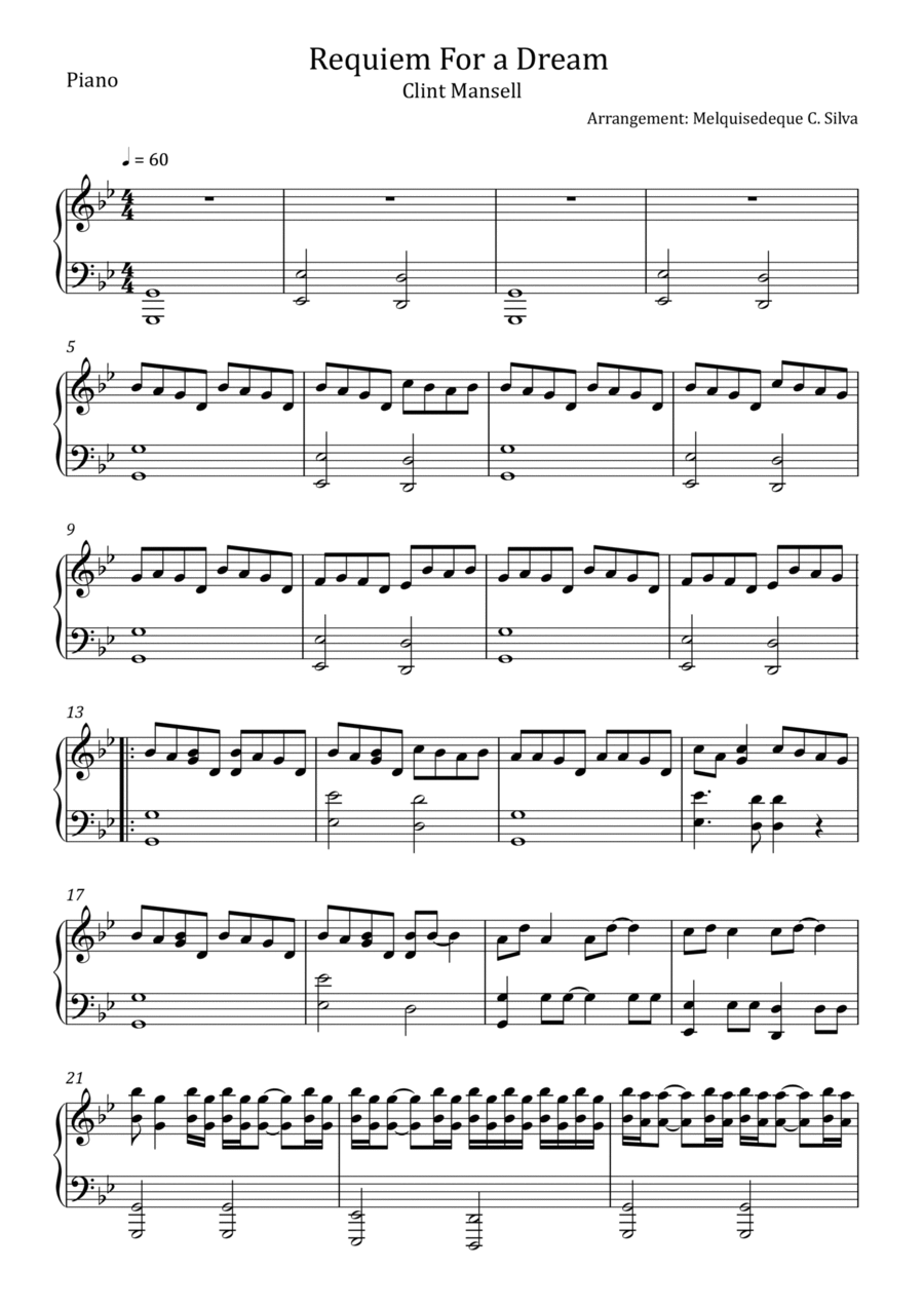 Requiem For A Dream Piano Solo scores gallery preview page 1