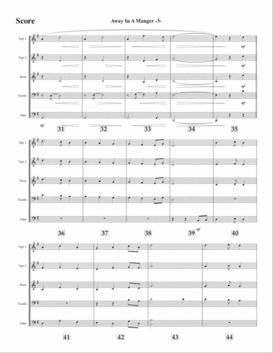 Away in a Manger for brass quintet Brass Quintet scores gallery preview page 3