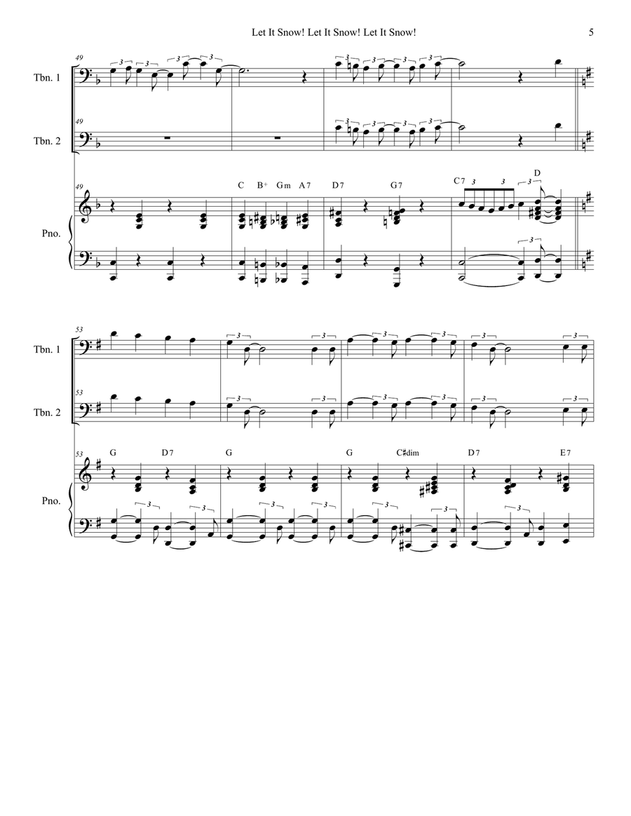 Let It Snow! Let It Snow! Let It Snow! Trombone Duet scores gallery preview page 5