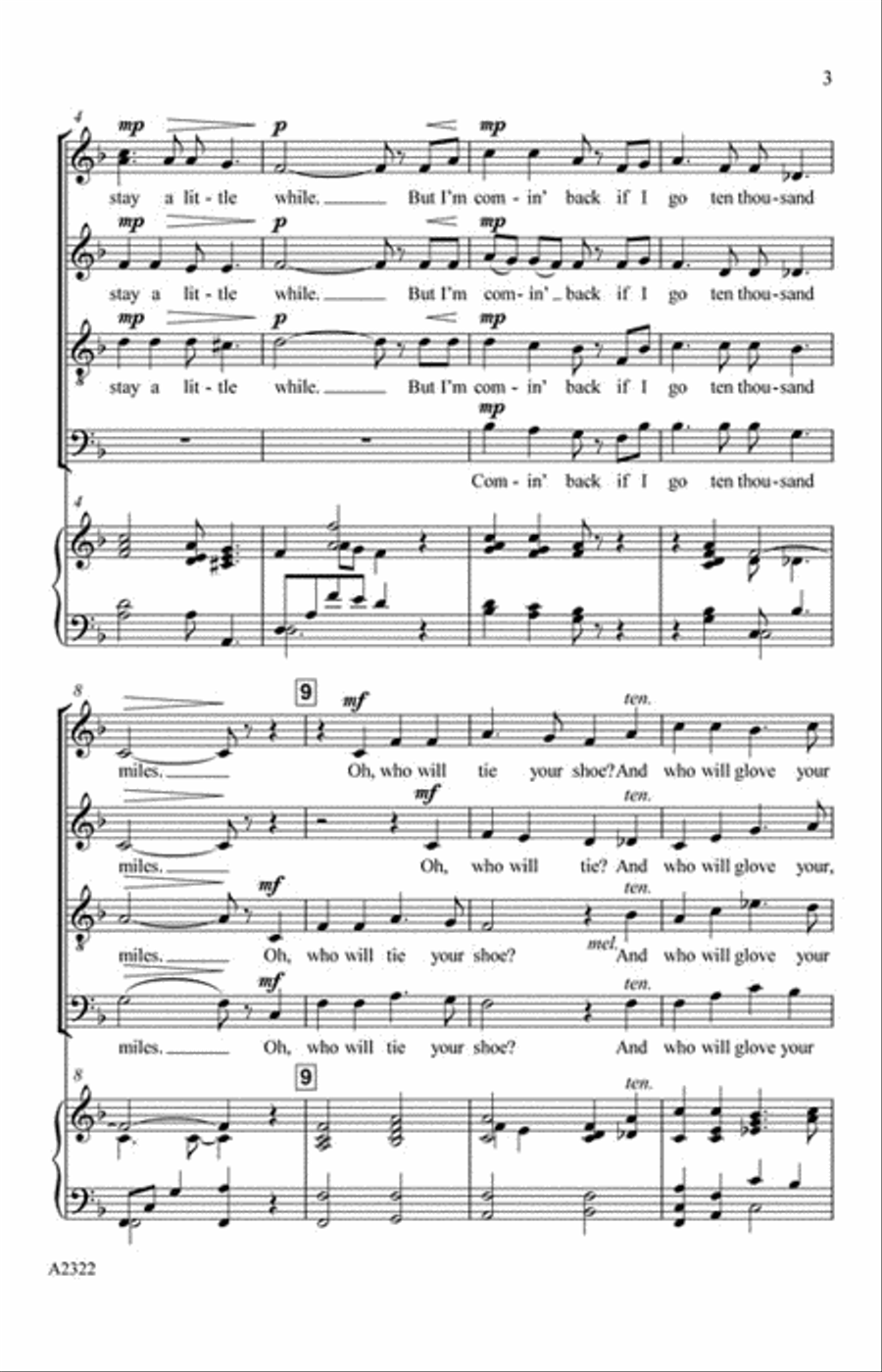He's Gone Away SSATB scores gallery preview page 3