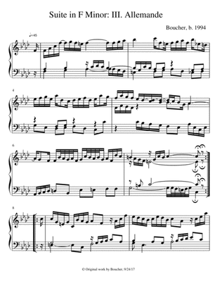 Keyboard Suite in F minor: IV. Allemande