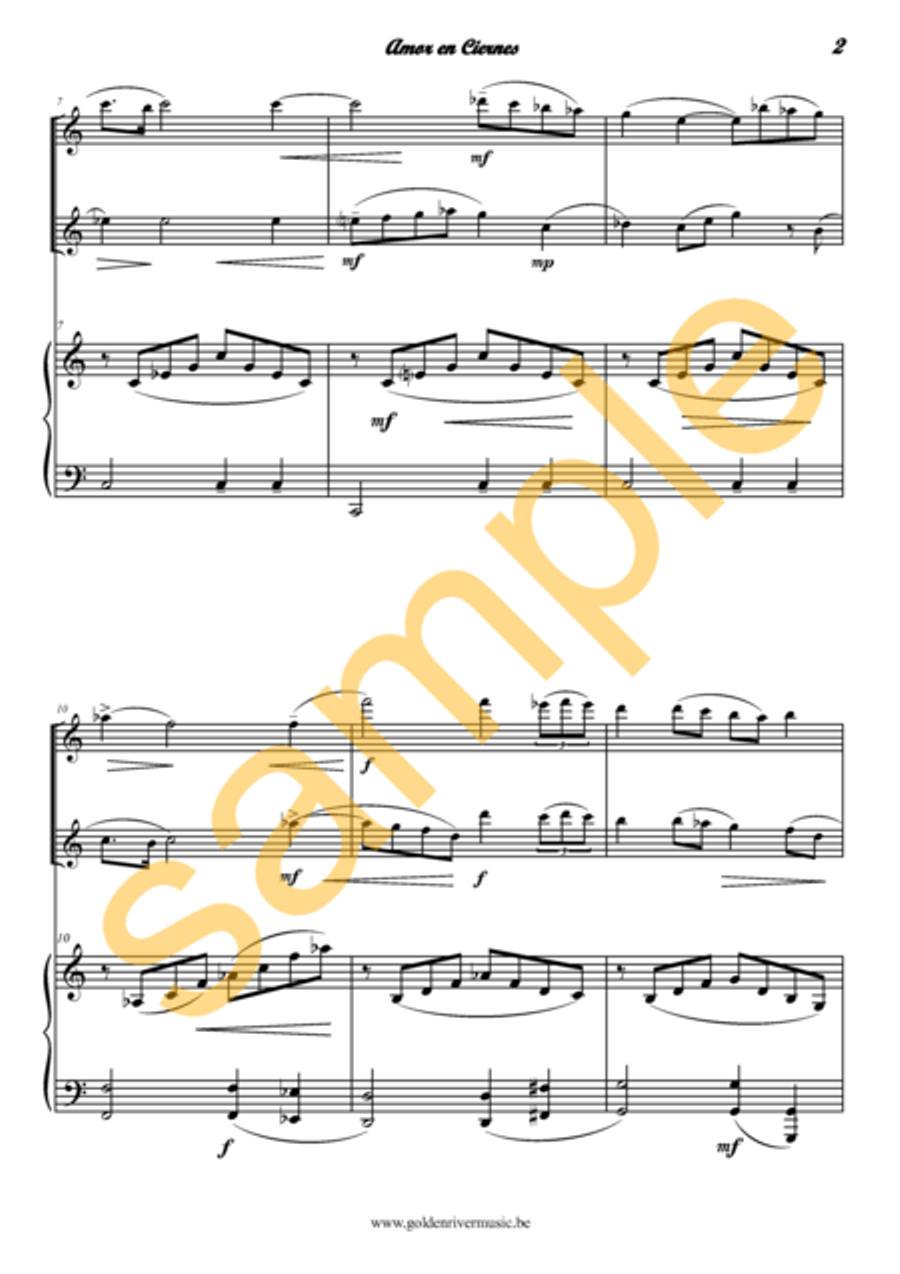 Amor en Ciernes / Budding love for 2 violins Violin Solo scores gallery preview page 3