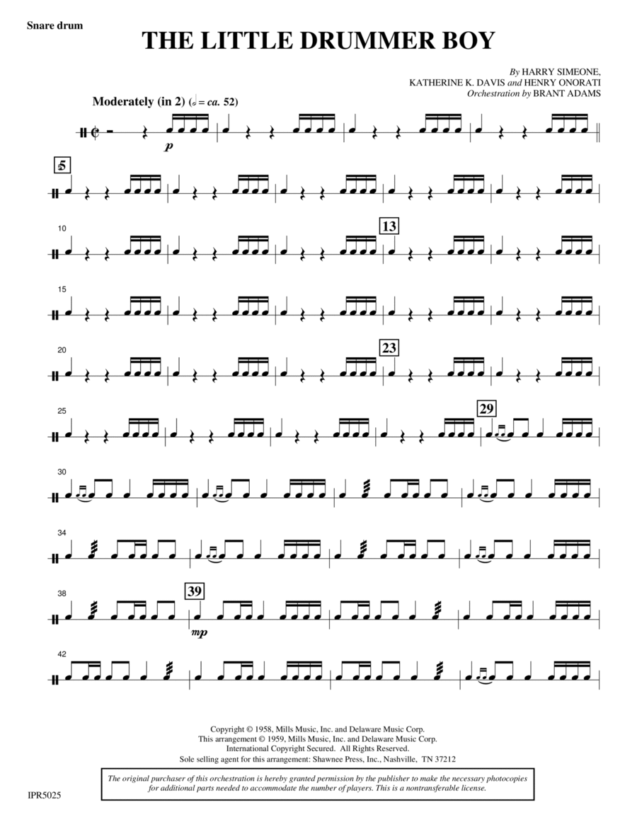 The Little Drummer Boy - Snare Drum Choir scores gallery preview page 1