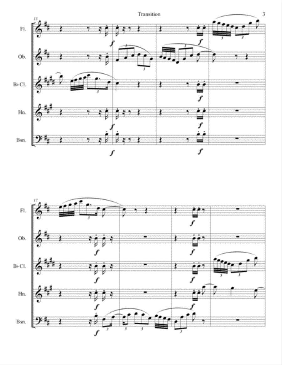 Transition II: Part II of a 3 movement Woodwind Quintet Woodwind Quintet scores gallery preview page 3