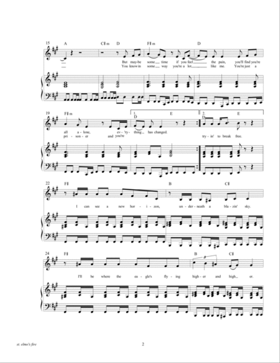St. Elmo's Fire (Man In Motion) Piano, Vocal scores gallery preview page 4