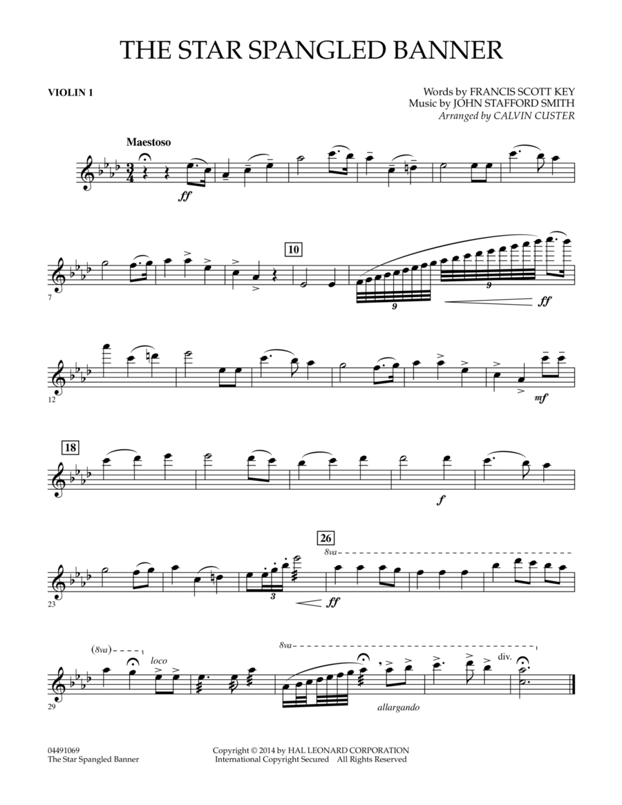 The Star Spangled Banner - Violin 1 Violin scores gallery preview page 1