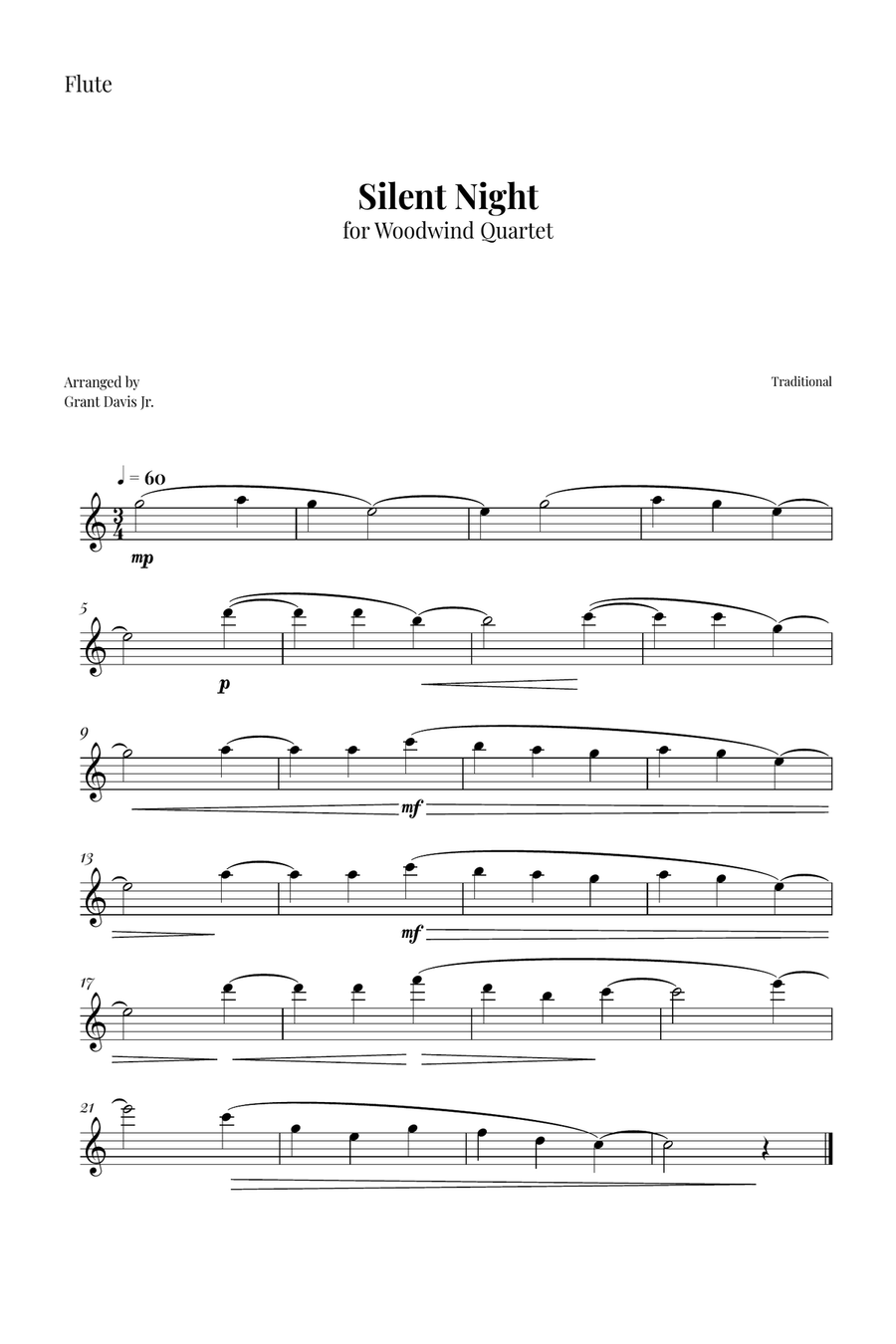 Silent Night Woodwind Quartet scores gallery preview page 4