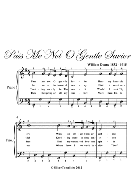 Pass Me Not O Gentle Savior Easy Piano Sheet Music
