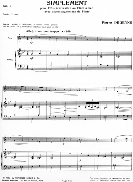 Simplement - Flute a Bec (Ou Travers.) et Piano
