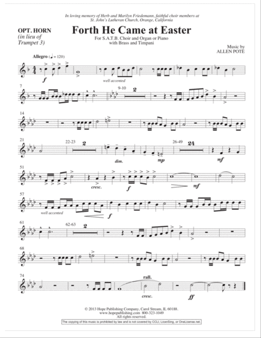 Forth He Came at Easter Choir scores gallery preview page 18