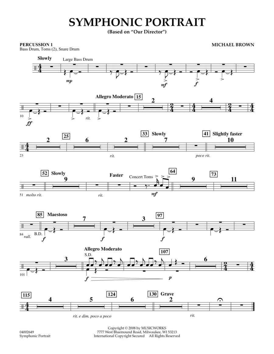 Symphonic Portrait (based on Our Director) - Percussion 1 Percussion scores gallery preview page 1