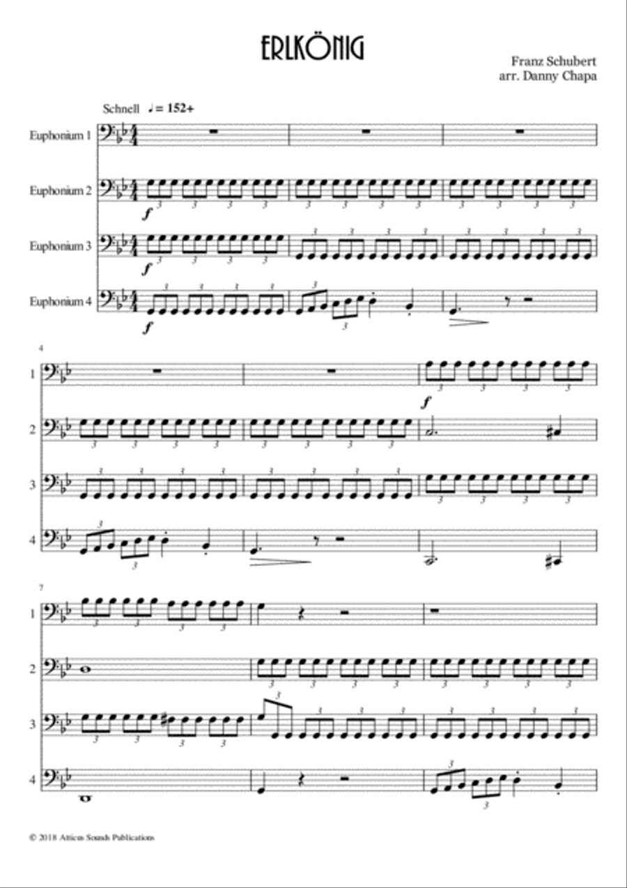 Erlkönig (Arranged for Euphonium Quartet) Brass Ensemble scores gallery preview page 2