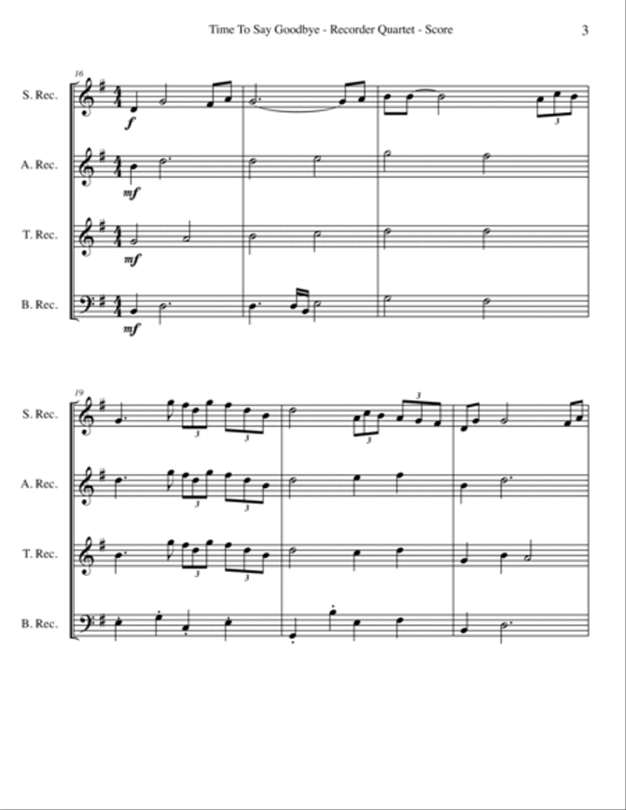 Time To Say Goodbye Small Ensemble scores gallery preview page 3
