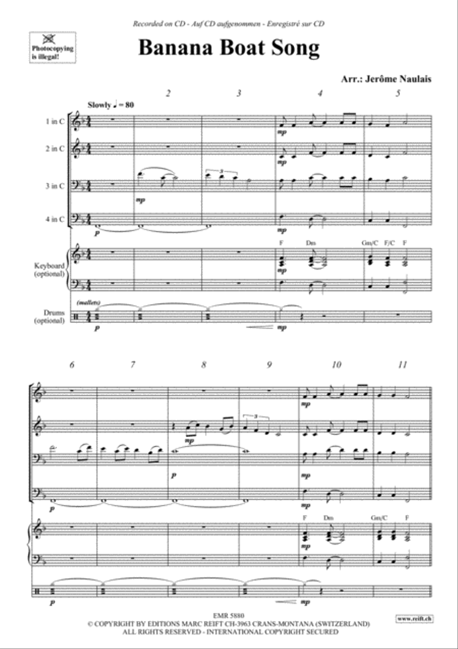 Banana Boat Song Brass Ensemble scores gallery preview page 3
