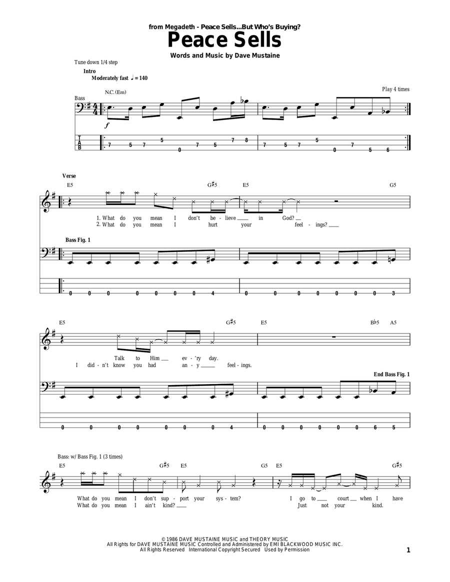 Peace Sells Acoustic Guitar scores gallery preview page 1