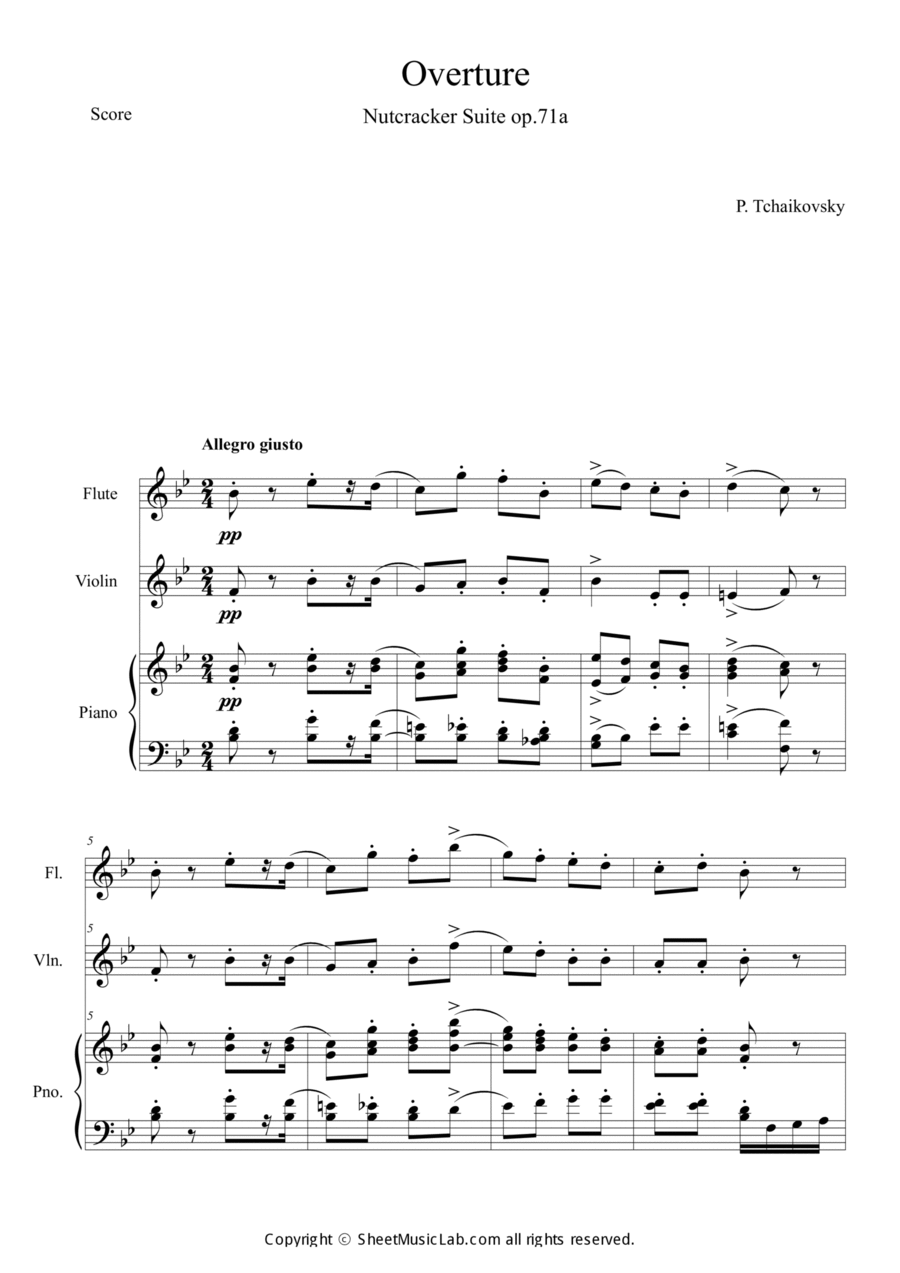 Nutcracker Op.71a Overture Violin scores gallery preview page 1