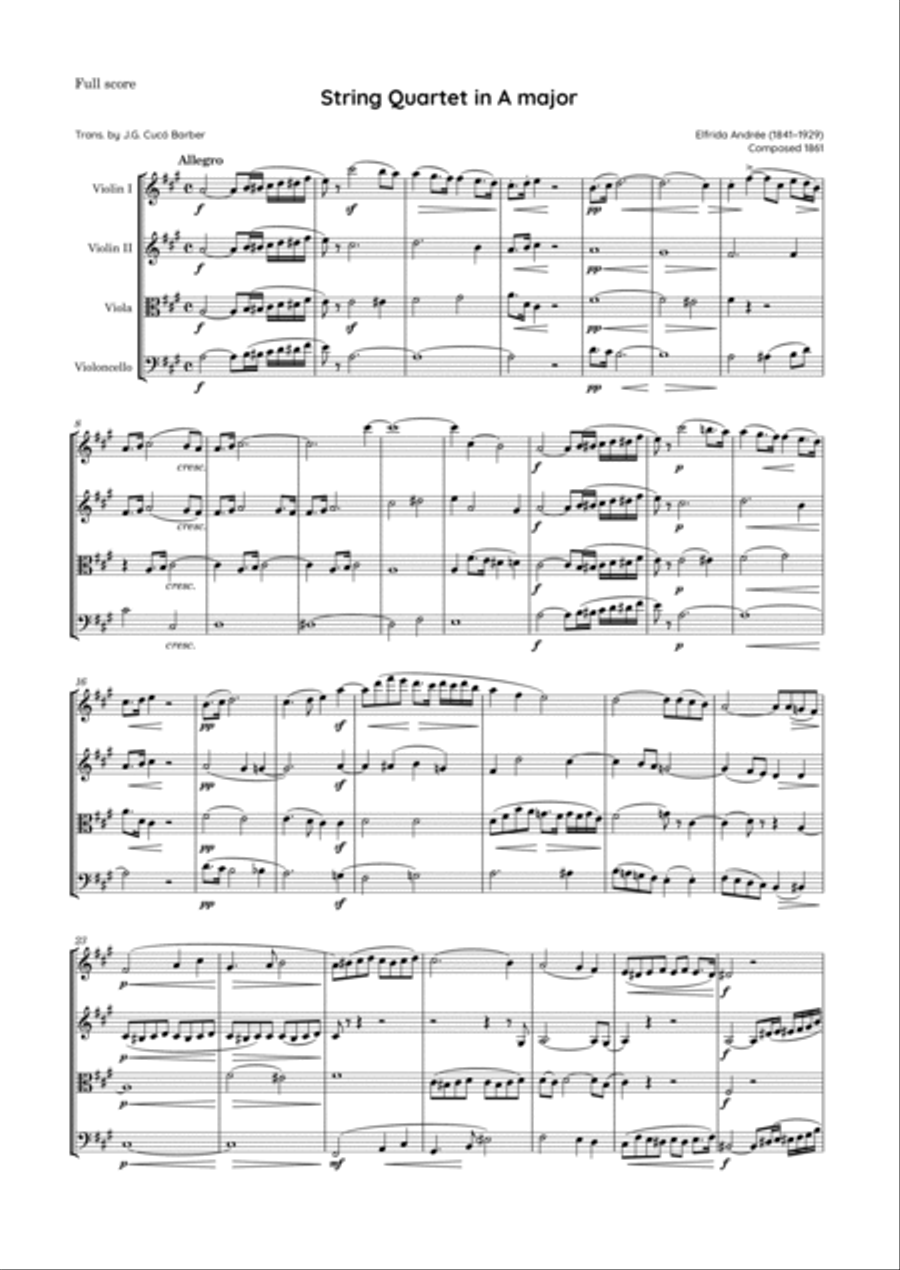 Andrée - String Quartet in A major String Quartet scores gallery preview page 2