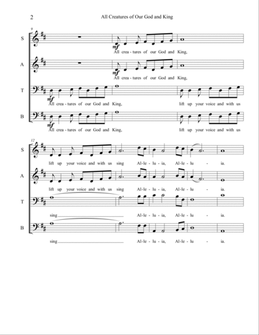 All Creatures of Our God and King 4-Part scores gallery preview page 2