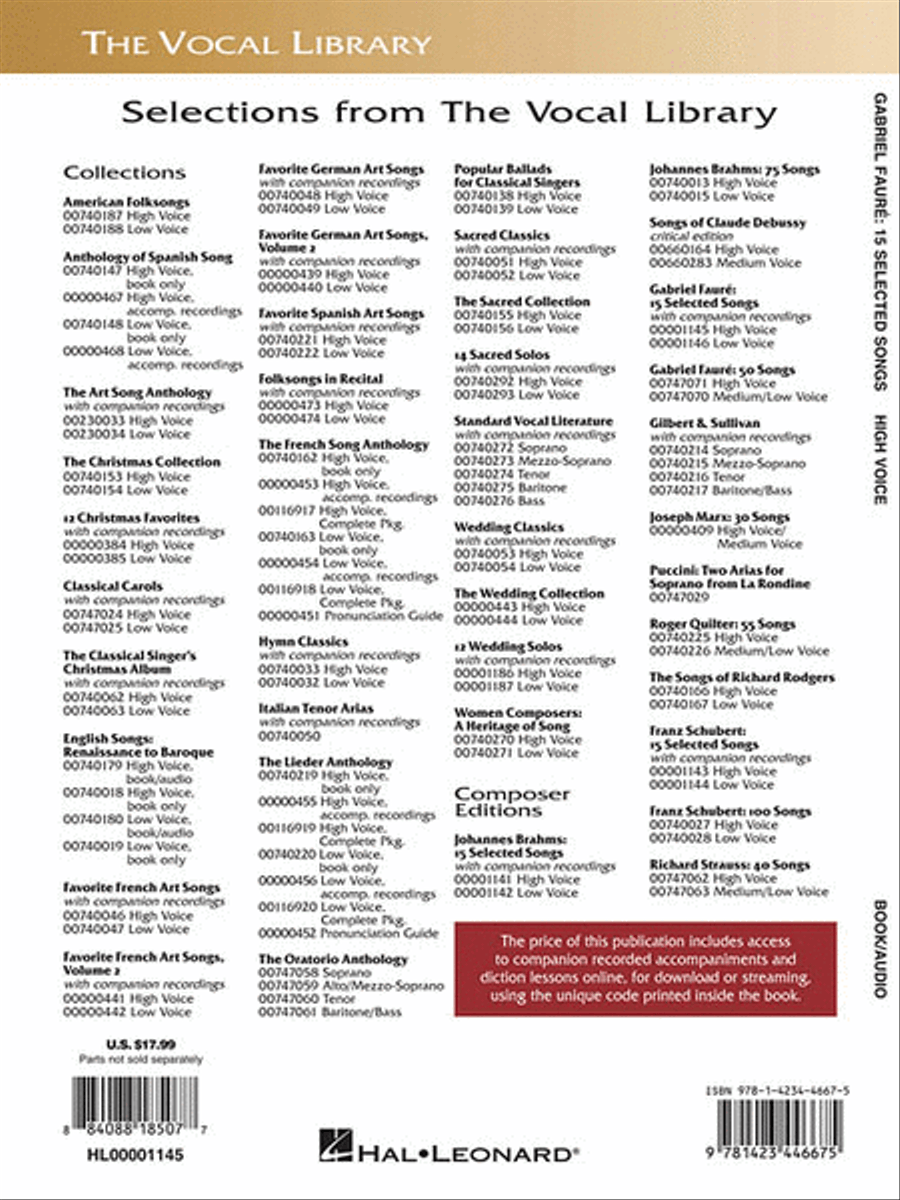 Gabriel Fauré: 15 Selected Songs High Voice scores gallery preview page 2