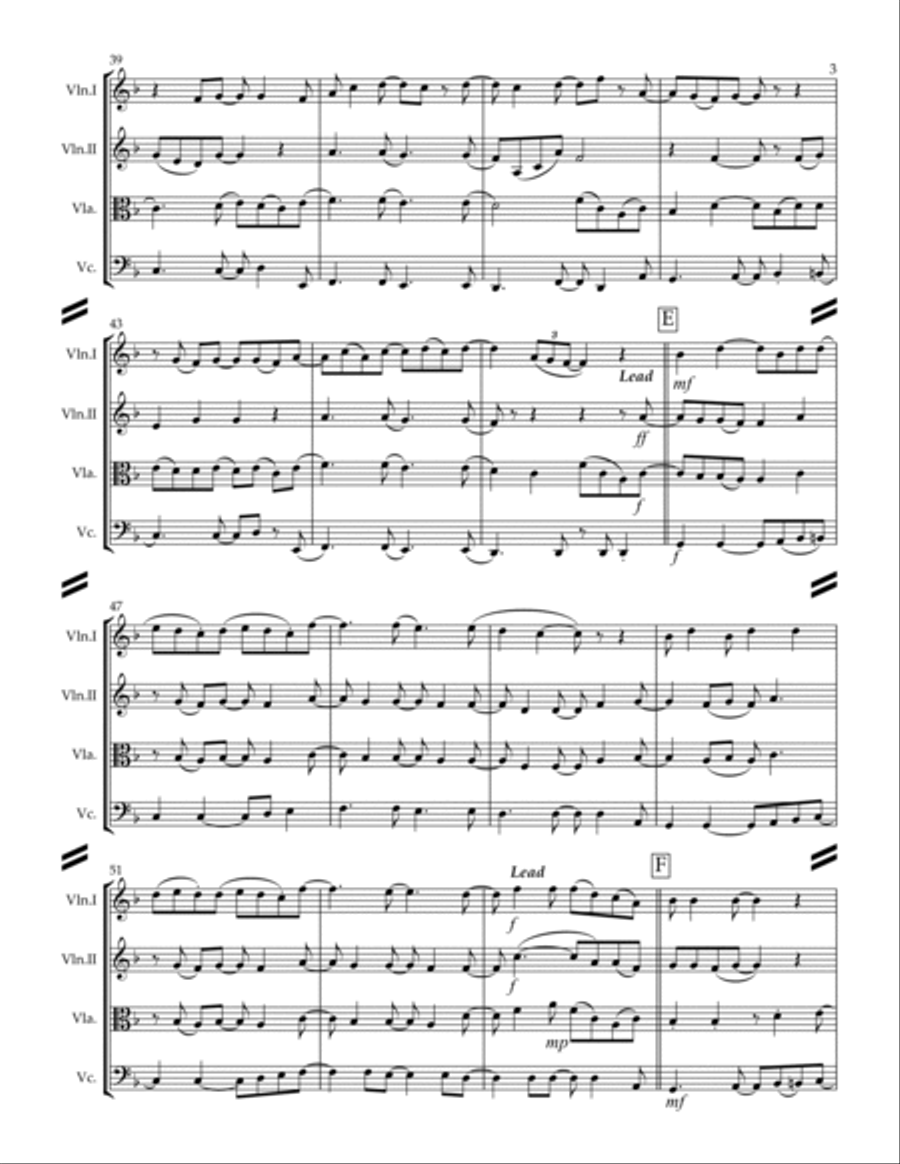 Dancin' In The Moonlight String Quartet scores gallery preview page 4